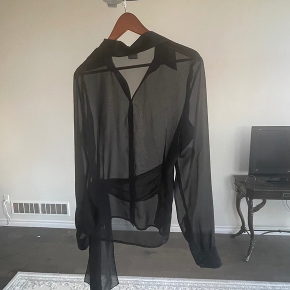 Sheer Black Blouse with Bonus Black Bra - Picture 9 of 10